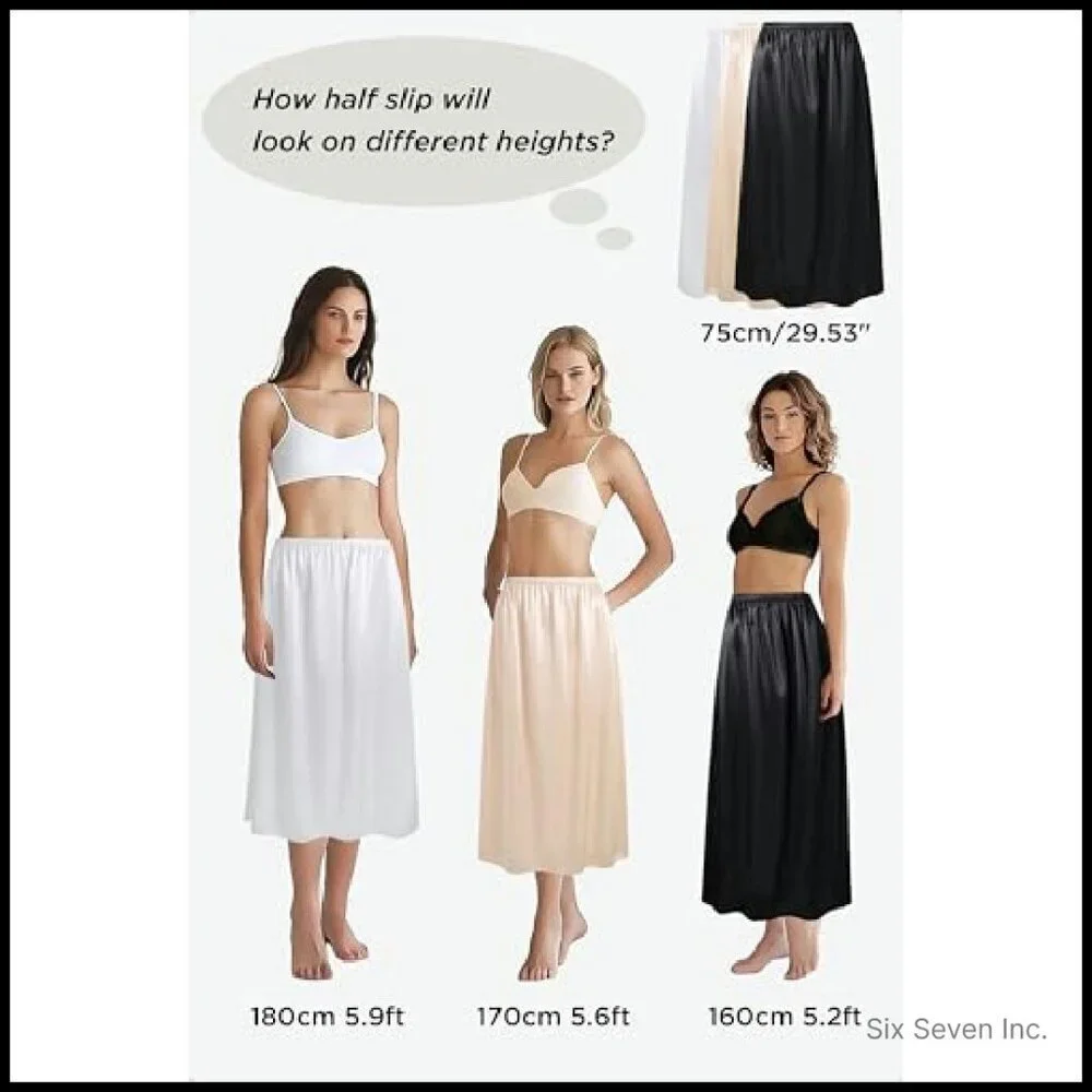 Silky Half Slip Set Elegant Minimal Chic A-Line Underskirt Dress Extender
